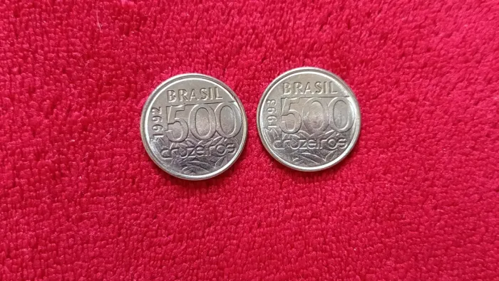 Kit 2 moedas de 500 cruzeiros tartaruga marinha de 1992 e 1993