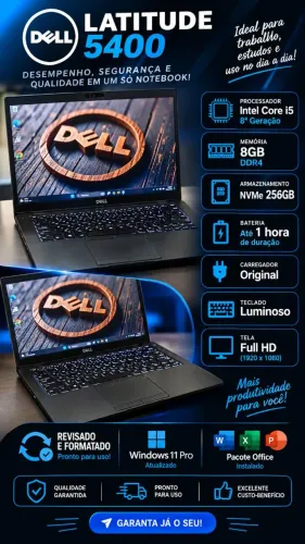 Dell latitude 5400 Core i5 8 geração 8gb NVME impecável