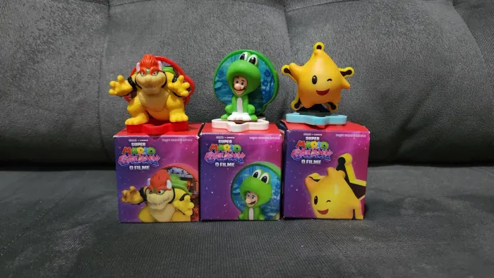 Kit 3 Bonecos Mario Galaxy o Filme