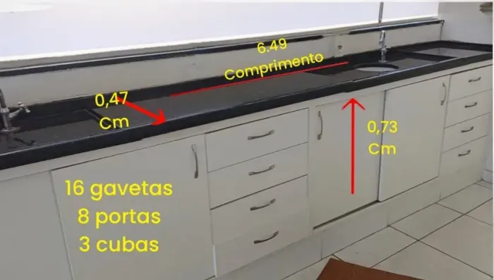 Bancada com Cuba e gavetas 