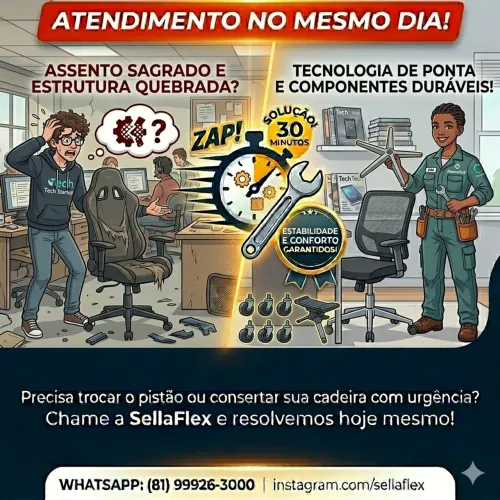 Cadeira de escritório com estrutura quebrada - vamos até você