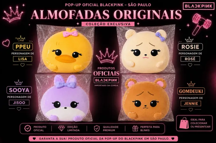 ALMOFADA OFICIAL BLACKPINK DEADLINE POP-UP SÃO PAULO - EDIÇÃO LIMITADA - ORIGINAL