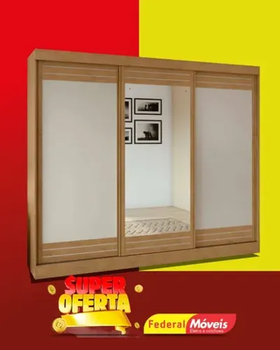 Guarda Roupa 3 Portas de Correr 6 Gavetas Espelho Direto da Fabrica Promoção