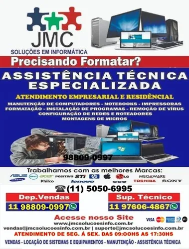 formatação de computadores e notebooks por - R$ 59,90 reais a vista- Debito / Pix  
