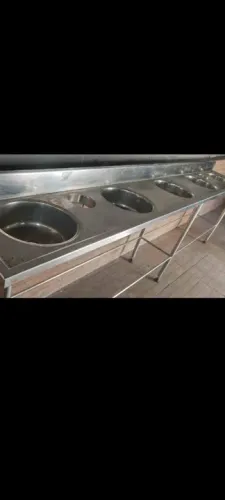 Bancada INOX industrial 3 metros com 5 pias"LEIA"