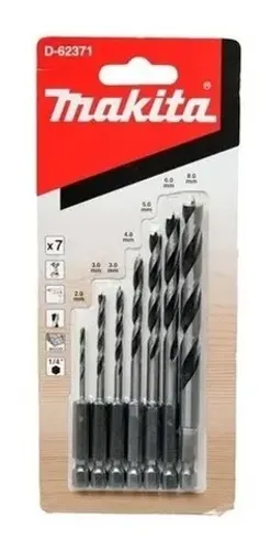 Kit 7 Brocas Para Madeira Encaixe Sextavado D-62371 Makita