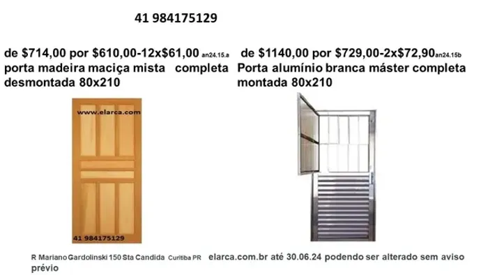 $1140,00 por $729,00-2x$72,90an24.15b Porta alumínio bca máster completa montada 80210
