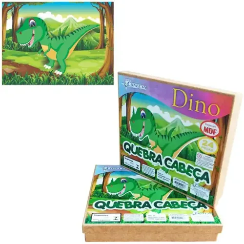 Quebra Cabeça De Madeira Mdf Dino C/24 02006