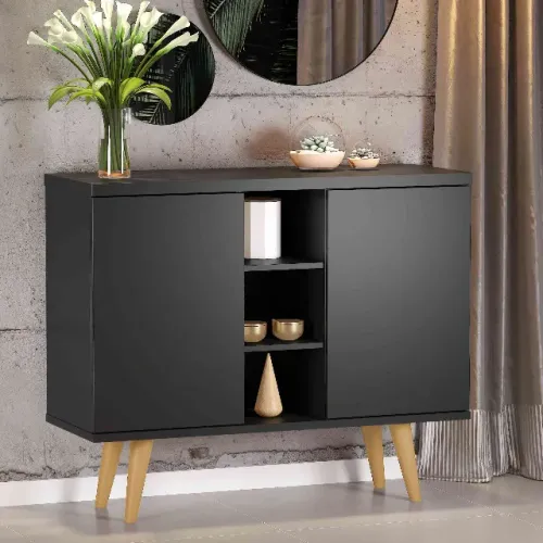 Buffet Infinito 2P Preto Viero - Frete Grátis - Receba Hoje