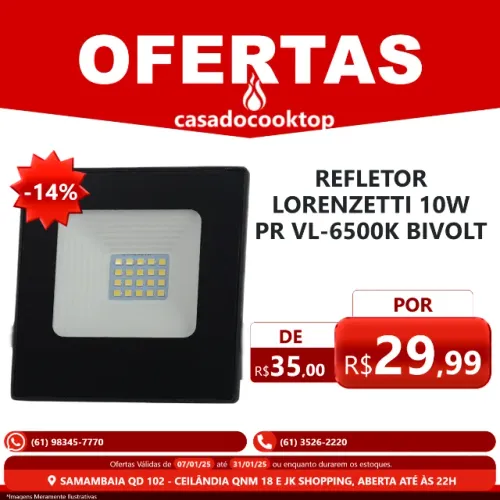 Refletor lorenzetti 10w pr vl-6500k bivolt