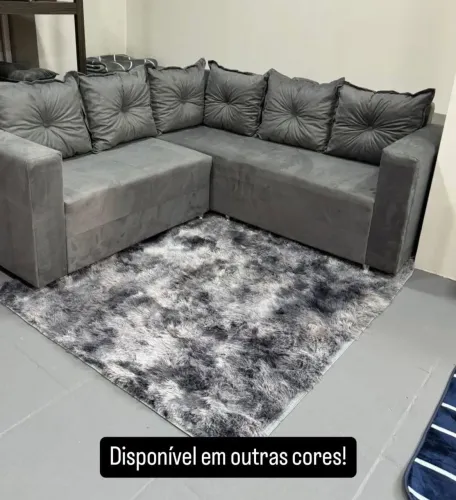 Sofá em L com almofadas entrega grátis 