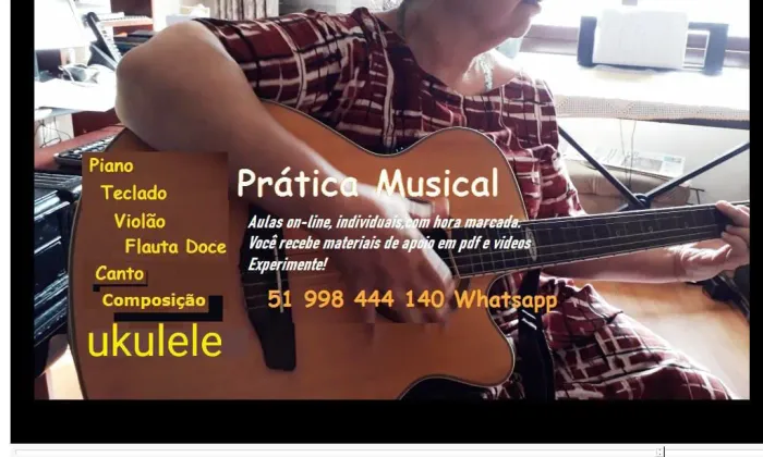 Aulas on-line piano,teclado,violão,flauta-doce,canto,ukulelê.