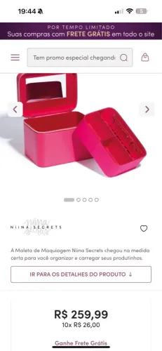 Maleta de Maquiagem Niina Secrets Rosa