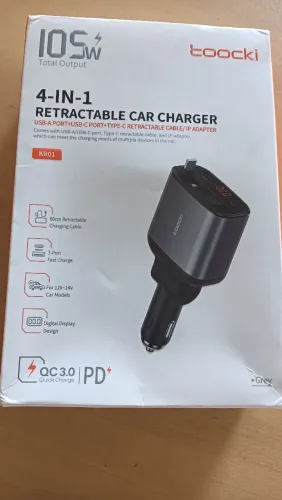 Carregador Veicular para Starlink mini Retrátil 4 em 1 Toocki 105W - Carregamento Rápido