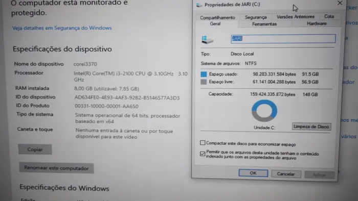 Desktop Core i3, 3.1 GHz 8gb Ram Vídeo HDMI onboard + VGA c/ adaptador HDMI