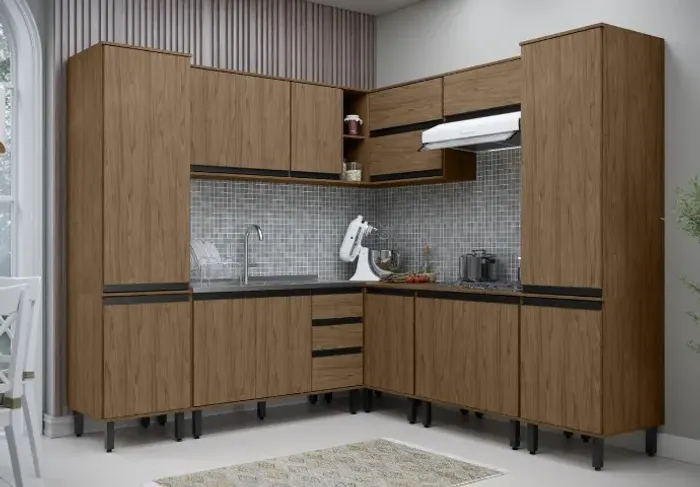 Armário de Cozinha Completo 8 Módulos Balcão 1,20m (Novo) Entrega Grátis! 