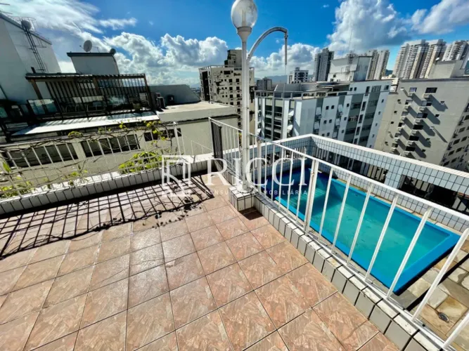 Comprar Cobertura na Ponta da Praia ELEVADOR ATENDE OS DOIS PAVIMENTOS