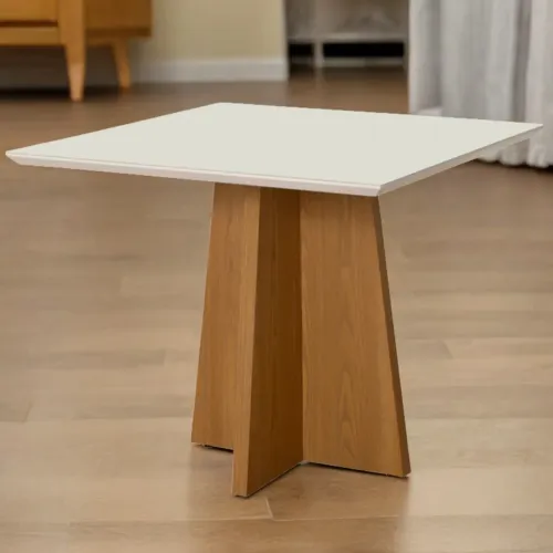 Mesa de Jantar Canto Reto Imbuia Mel/Off White tt44