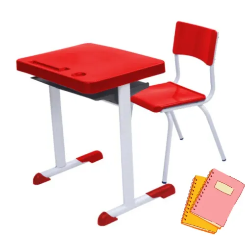 Mesa e Cadeira Infantil Vermelha 6 a 9 Anos Confortável Ergonômica Segurança 41082