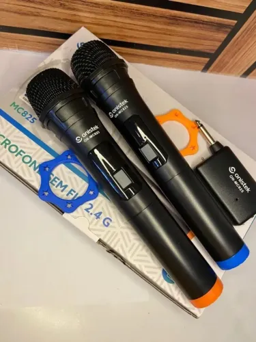Kit Microfone Duplo Sem Fio Uhf Onistek On-mc825