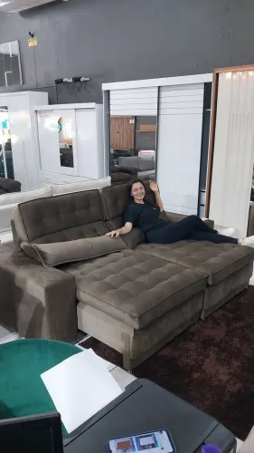 Sofá retrátil e reclinável veludo 2.50M