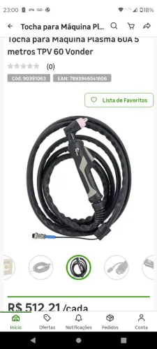 Tocha para Plasma 60a 5 metros TPV60 vonder 
