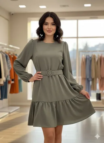 Vestido manga longa tam M verde militar For Use NOVO