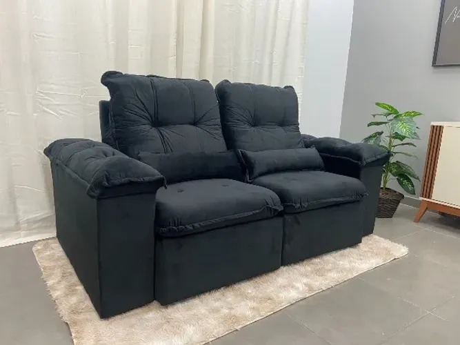 Sofá 3 Lugares Retrátil e Reclinável 200cm Tecido Veludo- Produto Novo Entrega Rápida