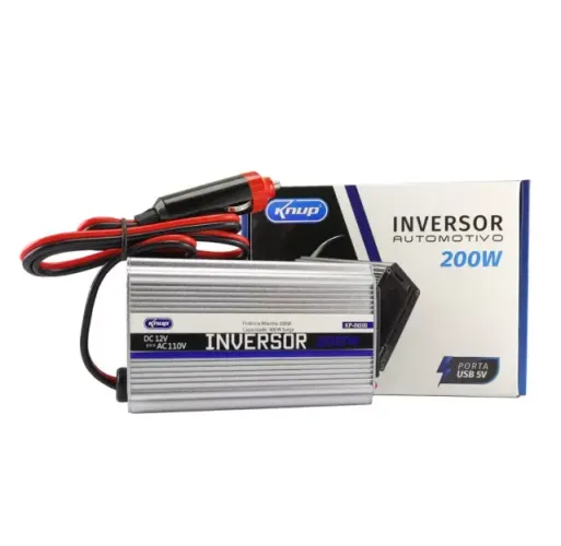INVERSOR DE POTENCIA VEICULAR 200W 12V PARA 110V / USB KNUP KP-IN900
