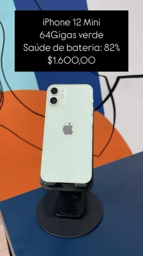 iphone 12 mini verde/ 64gb/ saude de bateria: 82%/ $1.600,00/ todo original