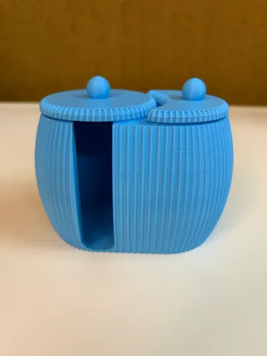 Porta Algodão Cotonete Azul Bebê Organizador Duplo 2 em 1