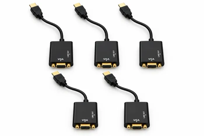 Kit com 5 cabos adaptadores HDMI para VGA