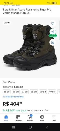 Bota Militar Acero n? 42 nova
