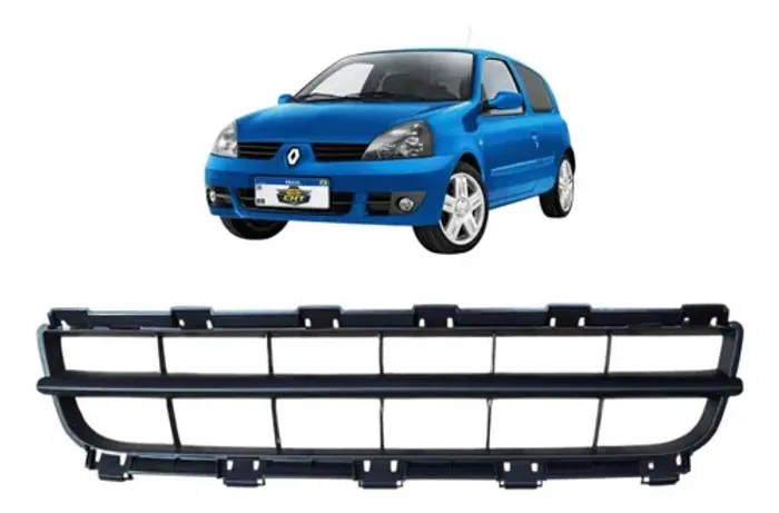 Grade Inferior Parachoque Dianteiro Clio 2006 A 2011  Preto