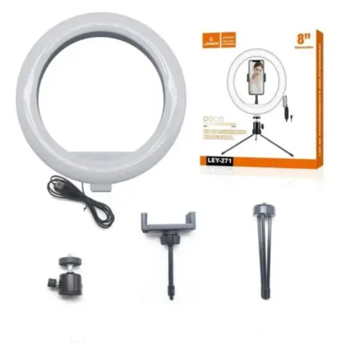 RING LIGHT 8 POLEGADAS COM SUPORTE PARA CELULAR - NOVO