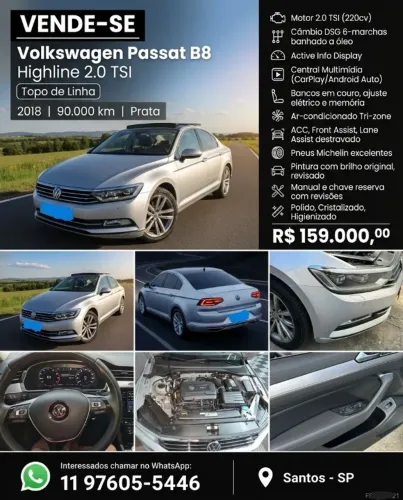 Volkswagen Passat Highline 2.0 TSI 220cv Tip. 2018