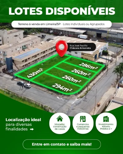 Terreno de 260 m² à venda em Limeira (Chácaras Antonieta)  Residencial/Comercial