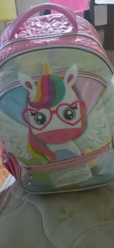 Mochila de rodinhas unicórnio