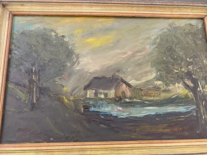 Quadro pintura a óleo antigo assinado ?Grace?