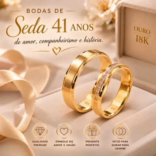 Bodas de Seda em Ouro 18k