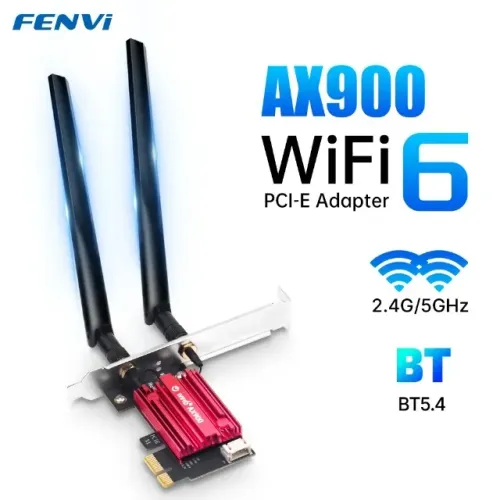 Adaptador WiFi 6 Fenvi AX900 PCI-E e Bluetooth 5.4 Dual Band 2.4G/5GHz 900Mbps