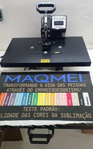 Prensa para estampar camisetas e tecidos em geral Maqmei semi novaManual 