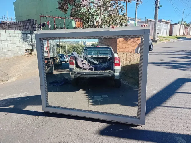 Espelho grande moldura de madeira mdf