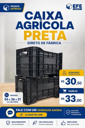 CAIXA PLASTICA AGRÍCOLA 47 litros Preta