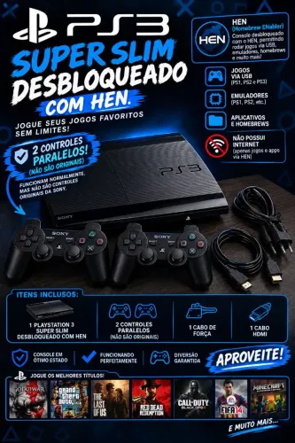 Playstation 3 Super Slim desbloqueado HEN