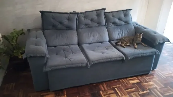 Sofá Retrátil e Reclinável 3 Lugares (2 metros) - Suede Azul