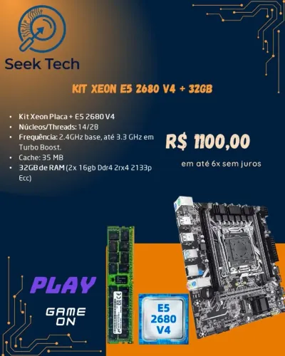 KIT Xeon E5 2680 v4 + Placa + 32gb de RAM