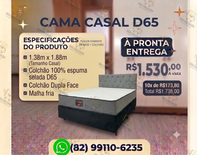 Conjunto Base + Colchão Casal Reconflex D65 100% Espuma selada à pronta entrega