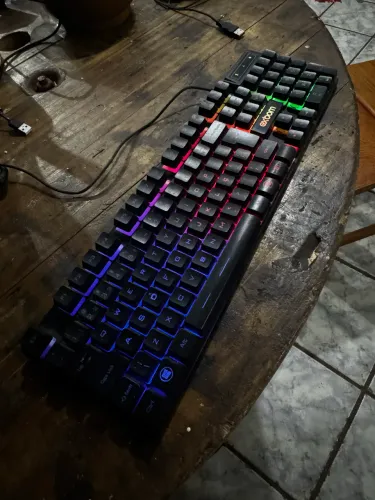 kit teclado semi-mecanico e mouse exbom