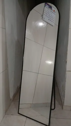 Espelho oval com base reta e suporte moldurada para decoração de sala ou quarto 150x50